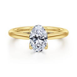 Nola - 14K Yellow Gold Oval Lotus Diamond Engagement Ring