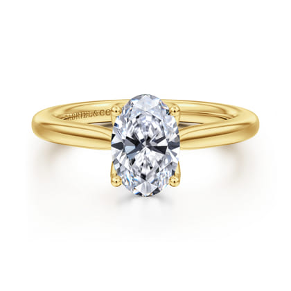 Nola - 14K Yellow Gold Oval Lotus Diamond Engagement Ring