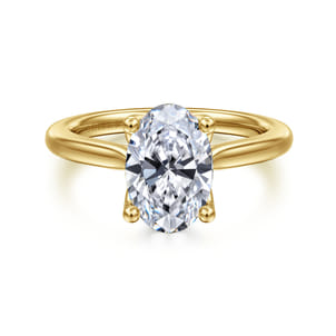 Nola - 14K Yellow Gold Oval Lotus Diamond Engagement Ring