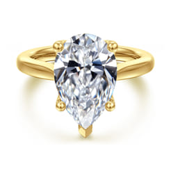 Nola - 14K Yellow Gold Pear Shape Lotus Diamond Engagement Ring