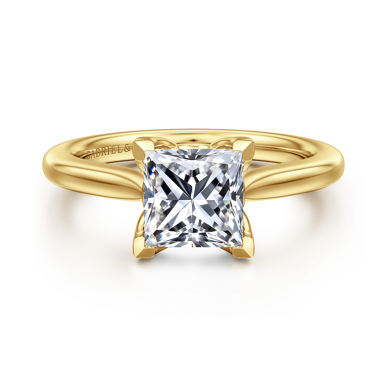 Nola - 14K Yellow Gold Princess Cut Lotus Diamond Engagement Ring
