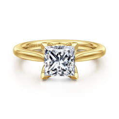 Nola - 14K Yellow Gold Princess Cut Lotus Diamond Engagement Ring
