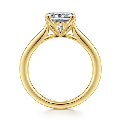 Nola - 14K Yellow Gold Princess Cut Lotus Diamond Engagement Ring