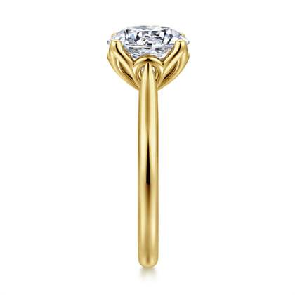 Nola - 14K Yellow Gold Round Lotus Diamond Engagement Ring