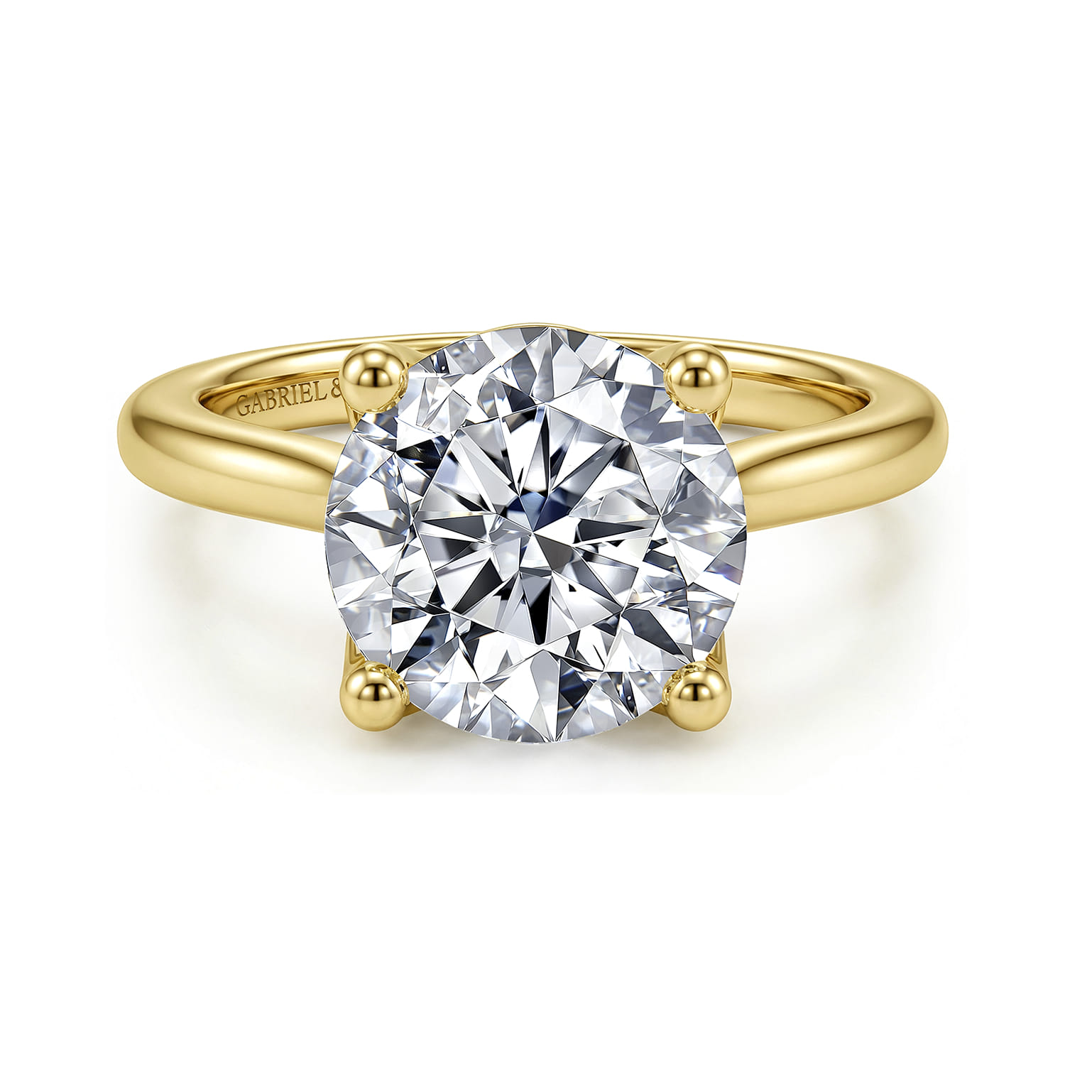 Nola - 14K Yellow Gold Round Lotus Diamond Engagement Ring