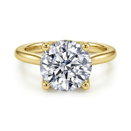 Nola - 14K Yellow Gold Round Lotus Diamond Engagement Ring