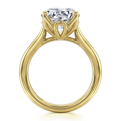 Nola - 14K Yellow Gold Round Lotus Diamond Engagement Ring