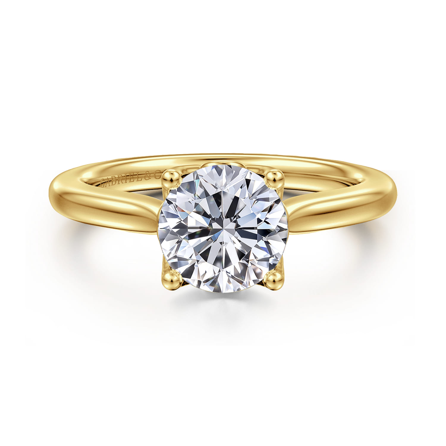 Nola - 14K Yellow Gold Round Lotus Diamond Engagement Ring