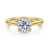 Nola - 14K Yellow Gold Round Lotus Diamond Engagement Ring
