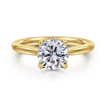 Nola - 14K Yellow Gold Round Lotus Diamond Engagement Ring