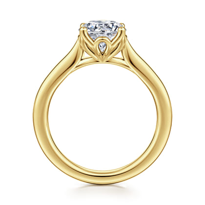 Nola - 14K Yellow Gold Round Lotus Diamond Engagement Ring