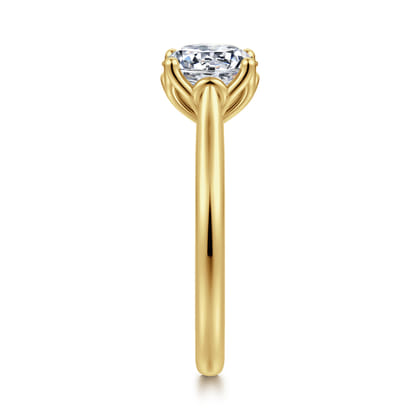 Nola - 14K Yellow Gold Round Lotus Diamond Engagement Ring