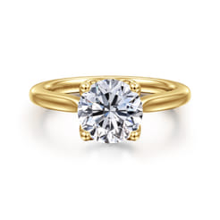 Nola - 14K Yellow Gold Round Lotus Diamond Engagement Ring