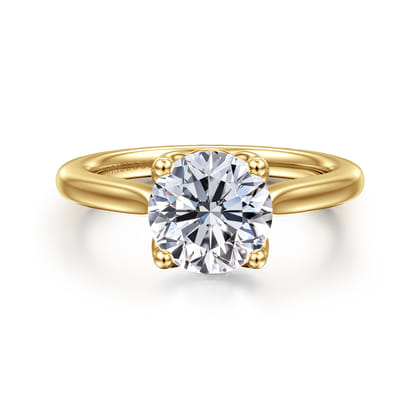 Nola - 14K Yellow Gold Round Lotus Diamond Engagement Ring