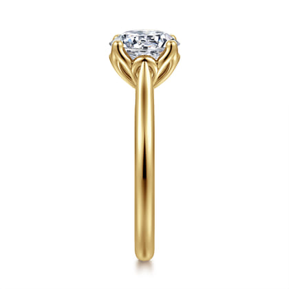 Nola - 14K Yellow Gold Round Lotus Diamond Engagement Ring