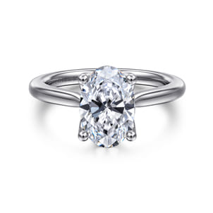 Nola - Platinum Oval Lotus Diamond Solitaire Engagement Ring