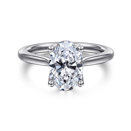 Nola - Platinum Oval Lotus Diamond Solitaire Engagement Ring