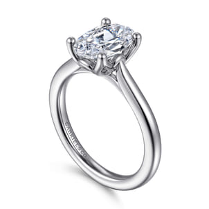 Nola - Platinum Oval Lotus Diamond Solitaire Engagement Ring