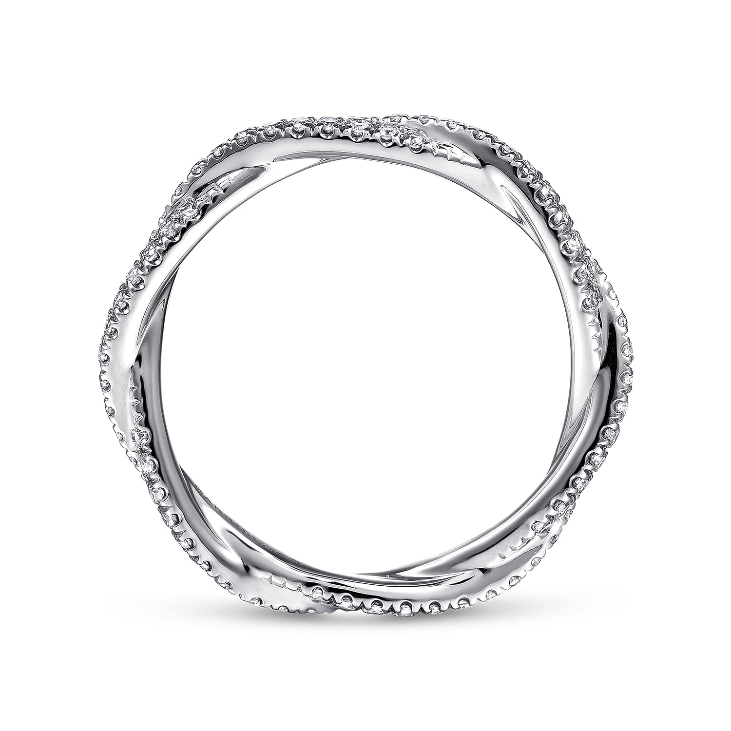 Eternity Band Wedding Ring in 14k White Gold with Round Natural Diamond at Gabriel & Co. - Shot 2