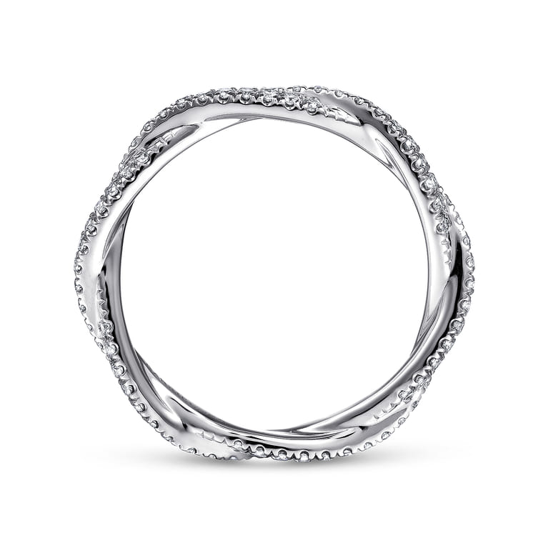 Eternity Band Wedding Ring in 14k White Gold with Round Natural Diamond at Gabriel & Co. - Shot 2