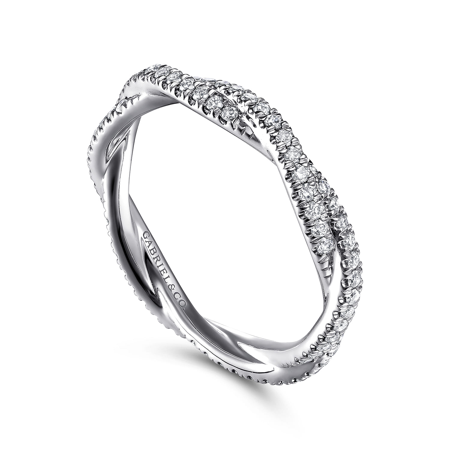 Eternity Band Wedding Ring in 14k White Gold with Round Natural Diamond at Gabriel & Co. - Shot 3