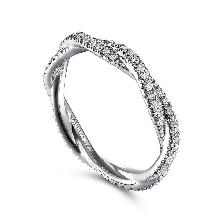 Eternity Band Wedding Ring in 14k White Gold with Round Natural Diamond at Gabriel & Co. - Shot 3