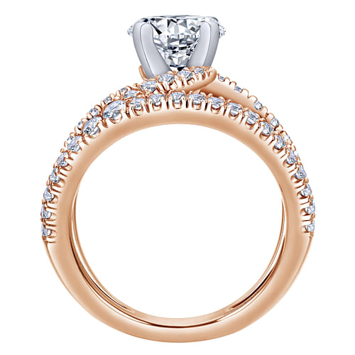 Nova - 14K White-Rose Gold Round Split Shank Diamond Engagement Ring - 0.63 ct - Shot 2