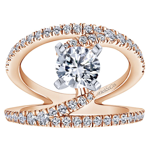Nova - 14K White-Rose Gold Round Split Shank Diamond Engagement Ring - 0.63 ct - Shot 4