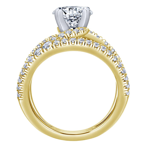 Nova - 14K White-Yellow Gold Round Split Shank Diamond Engagement Ring - 0.63 ct - Shot 2