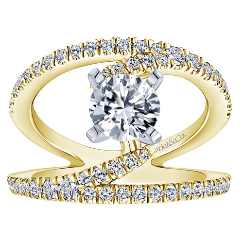 Nova - 14K White-Yellow Gold Round Split Shank Diamond Engagement Ring - 0.63 ct - Shot 4