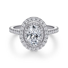 Novalee - 14k White Gold Oval Double Halo Diamond Engagement Ring