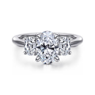 November - 14K White Gold Oval Three Stone Diamond Engagement Ring