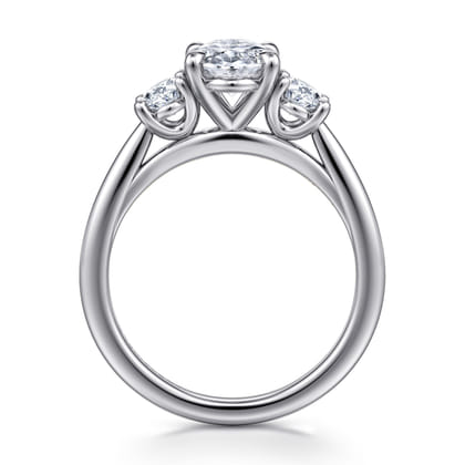 November - 14K White Gold Oval Three Stone Diamond Engagement Ring