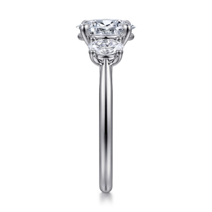 November - 14K White Gold Oval Three Stone Diamond Engagement Ring
