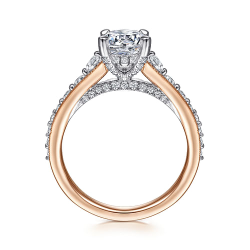 Odyssey - 14K White-Rose Gold Round Diamond Engagement Ring - 0.45 ct - Shot 2