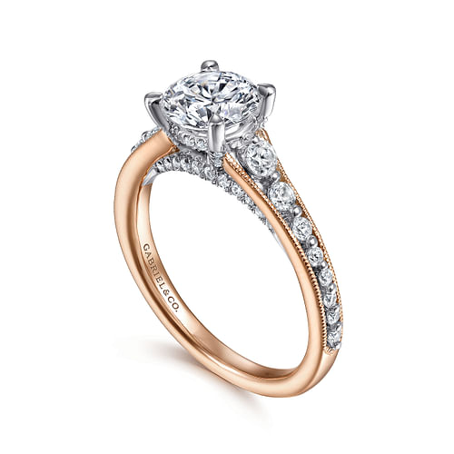 Odyssey - 14K White-Rose Gold Round Diamond Engagement Ring - 0.45 ct - Shot 3