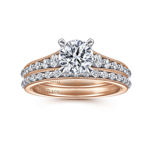 Odyssey - 14K White-Rose Gold Round Diamond Engagement Ring - 0.45 ct - Shot 4