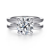 Oksana - 14K White Gold Split Shank Round Diamond Engagement Ring