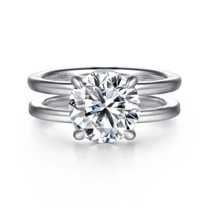 Oksana - 14K White Gold Split Shank Round Diamond Engagement Ring