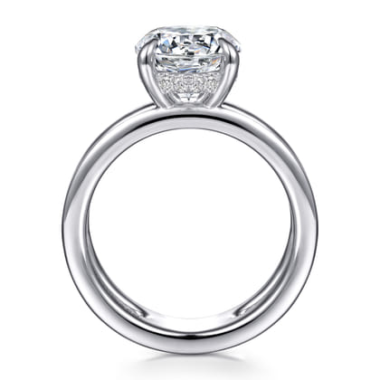 Oksana - 14K White Gold Split Shank Round Diamond Engagement Ring