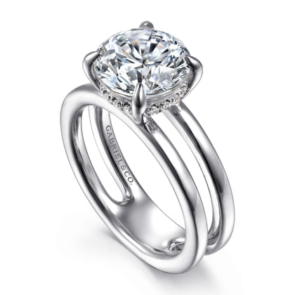 Oksana - 14K White Gold Split Shank Round Diamond Engagement Ring