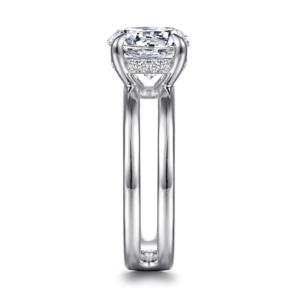 Oksana - 14K White Gold Split Shank Round Diamond Engagement Ring