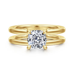 Oksana - 14K Yellow Gold Split Shank Cushion Cut Diamond Engagement Ring