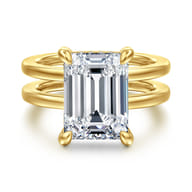 Oksana - 14K Yellow Gold Split Shank Emerald Cut Diamond Engagement Ring