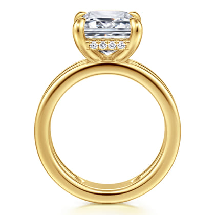 Oksana - 14K Yellow Gold Split Shank Emerald Cut Diamond Engagement Ring
