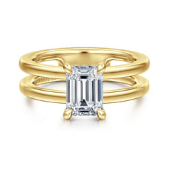 Oksana - 14K Yellow Gold Split Shank Emerald Cut Diamond Engagement Ring
