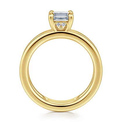 Oksana - 14K Yellow Gold Split Shank Emerald Cut Diamond Engagement Ring