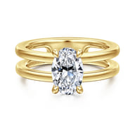Oksana - 14K Yellow Gold Split Shank Oval Diamond Engagement Ring