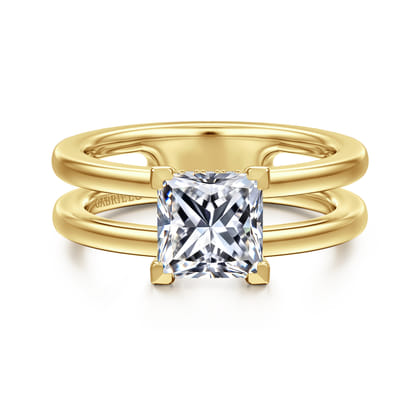 Oksana - 14K Yellow Gold Split Shank Princess Cut Diamond Engagement Ring