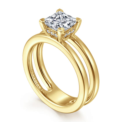 Oksana - 14K Yellow Gold Split Shank Princess Cut Diamond Engagement Ring
